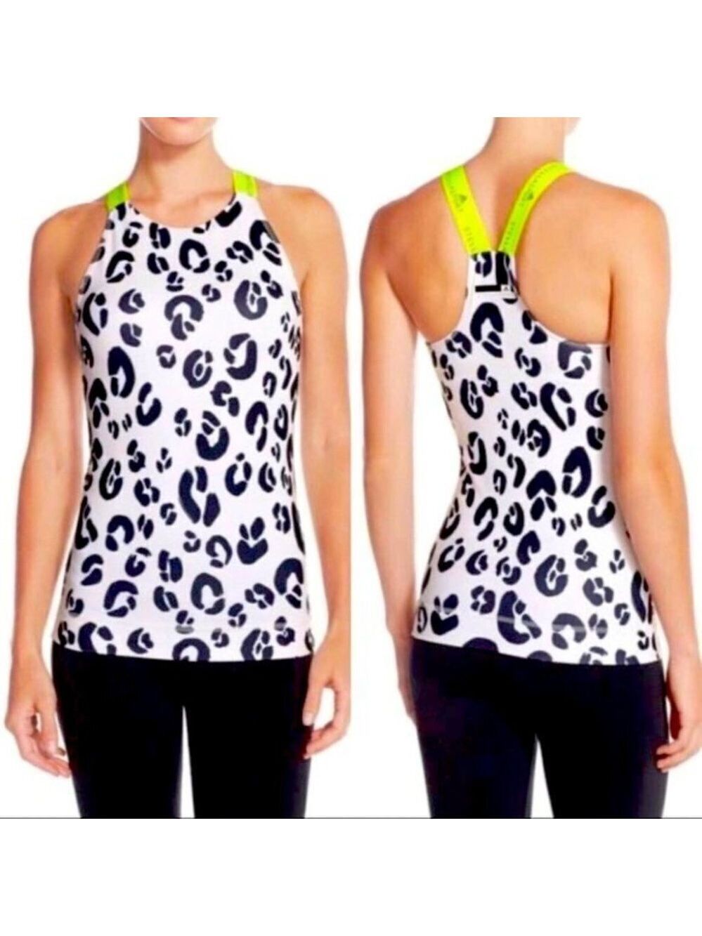 NEW Stella Sport Adidas Echo Pink Leopard Print Tank Top w/Built in Bra Size XS